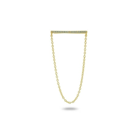 Netsilver Sterling Silver Horizontal Cz Bar Chain Earrings Dipped Sterling Silver Horizontal Cz Bar Chain Earrings Dipped In Gold
