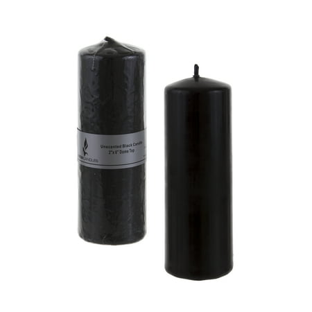 Dome Pillar - Mega Candles - Unscented 2 Inch x 6 Inch Dome Top Pressed Pillar Candle - Black