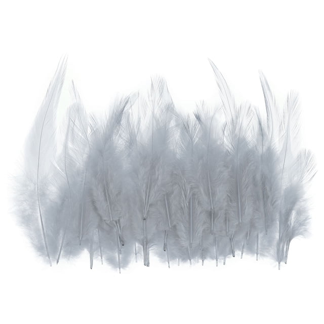 Uxcell 2.8''-5.5'' Saddle Hackle Rooster Feather Bulk Natural Feathers Fluffy Craft Feathers 100 Pcs Grey