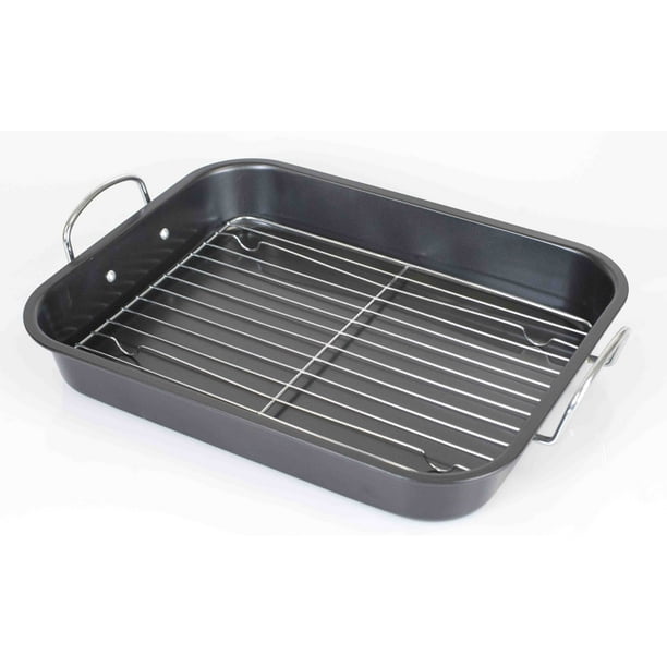 Roast Pan with Grill Rack, Grey
