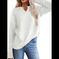 thumbnail image 3 of Camisetas Henley de Larga con Cuello en V para Mujer, Túnicas de Punto Informales, Conjuntos de Otoño con Abertura para el Pulgar. L, 3 of 6