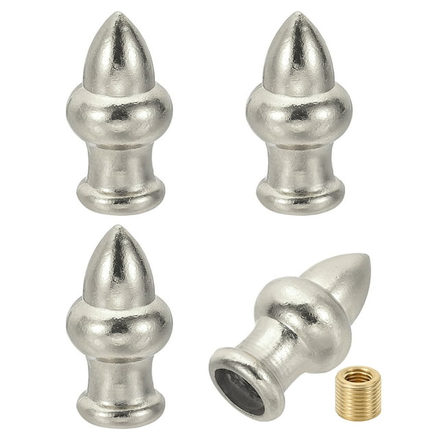 Uxcell 36 x 28mm Lamp Finials Caps Knob, Solid Lamp Shade Top Decoration Screw Cap Nuts, Nickle Color 4 Set