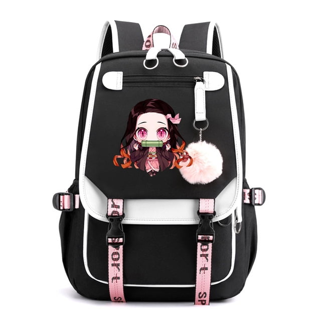 Cartoon Nezuko Student School Bag Large Capacity Backpack,White ...