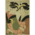 thumbnail image 2 of Eishōsai Chōki 14x18 Black Ornate Wood Framed Double Matted Museum Art Print Titled - The Entertainer Tamino and the Serving Girl Nui of the Sumiyoshiya (1792), 2 of 5