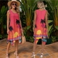 thumbnail image 6 of Psesaysky Hawaiian Couple Set Palm Tree Red Sunset Shirts and Midi Dress 2pcs Couples Matching Outfit Summer Aloha Shirts Matched Sleeveless Flared Sundress for Beach/Party, 6 of 7