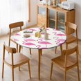 thumbnail image 4 of Flamingo Pattern Round Fitted Tablecloth with Elastic Edge Outdoor Tablecloth Washable Round Table Cover Reusable Tablecloths for Kitchen Picnic Party Fits 40-54" Diameternd Tables, 4 of 5