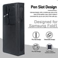thumbnail image 2 of for Samsung Galaxy Z Fold 5 Case with S Pen Holder & Camera Cover, Luxury Leather Wallet Phone Cover Built-in S Pen Slot Kickstand Function Card Holder Hinge Protection Shockproof (Black)|For Samsung, 2 of 7