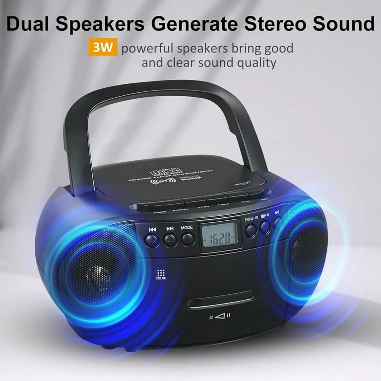Amazup Tape Player with CD, FM AM Radio, Compact Boombox, CD Disc