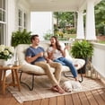 thumbnail image 3 of RADIATA Outdoor Wicker Loveseat with 5.5" Tufted Cushion, Oversized 2-Person Patio Lounge Seat, Steel Frame, Adjustable Feet,Beige, 3 of 8