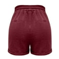 thumbnail image 5 of Comdrip Shorts Linen Women, Women's Fashion Casual High Waist Pants Straight Leg Sports Casual Loose Shorts Womens Cotton Shorts with Pockets Wine 2Xl, 5 of 5