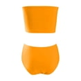thumbnail image 4 of Daznico Women's Strapless Bikini Set Off The Shoulder Two Piece Swimsuit High Waisted High Slit Swimsuit,S, 4 of 5