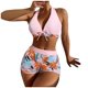 thumbnail image 2 of Mejor Belleza Mujer Traje de Baño de Moda Aumentar el tamaño 2 Piezas Tankini Tops de Bikini y Partes de Abajo Rosa L, 2 of 7
