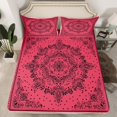 thumbnail image 2 of Manfei Damask Floral Bed Sheets,Vintage Baroque Geometric King Sheets,Black Red Sheet Set For Girl Boy,Breathable Home Decor,4-Piece, 2 of 7