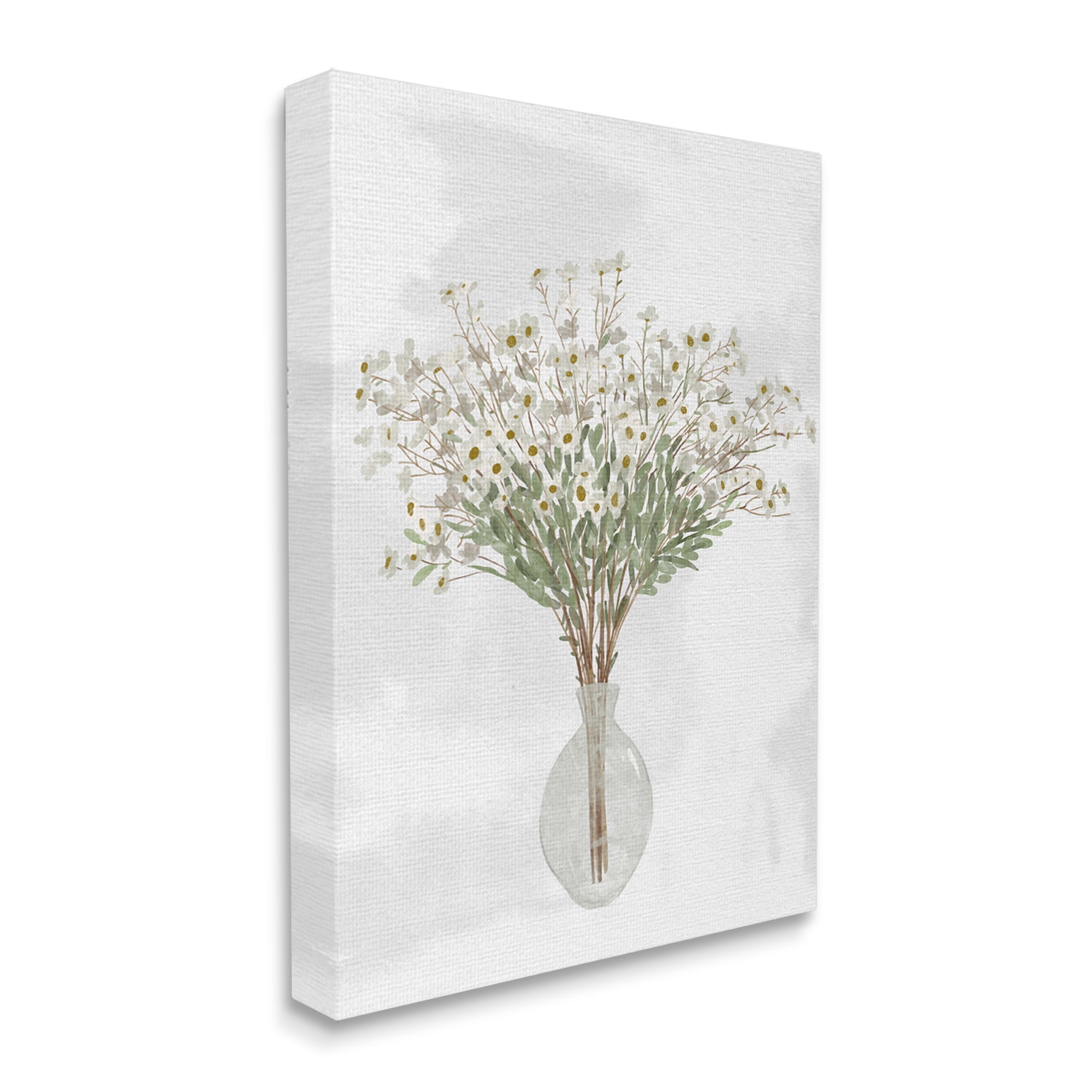 Stupell Industries White Daisy Wildflowers Arrangement Delicate Glass Vase Painting Gallery Wrapped Canvas Print Wall Art, Design by Ziwei Li
