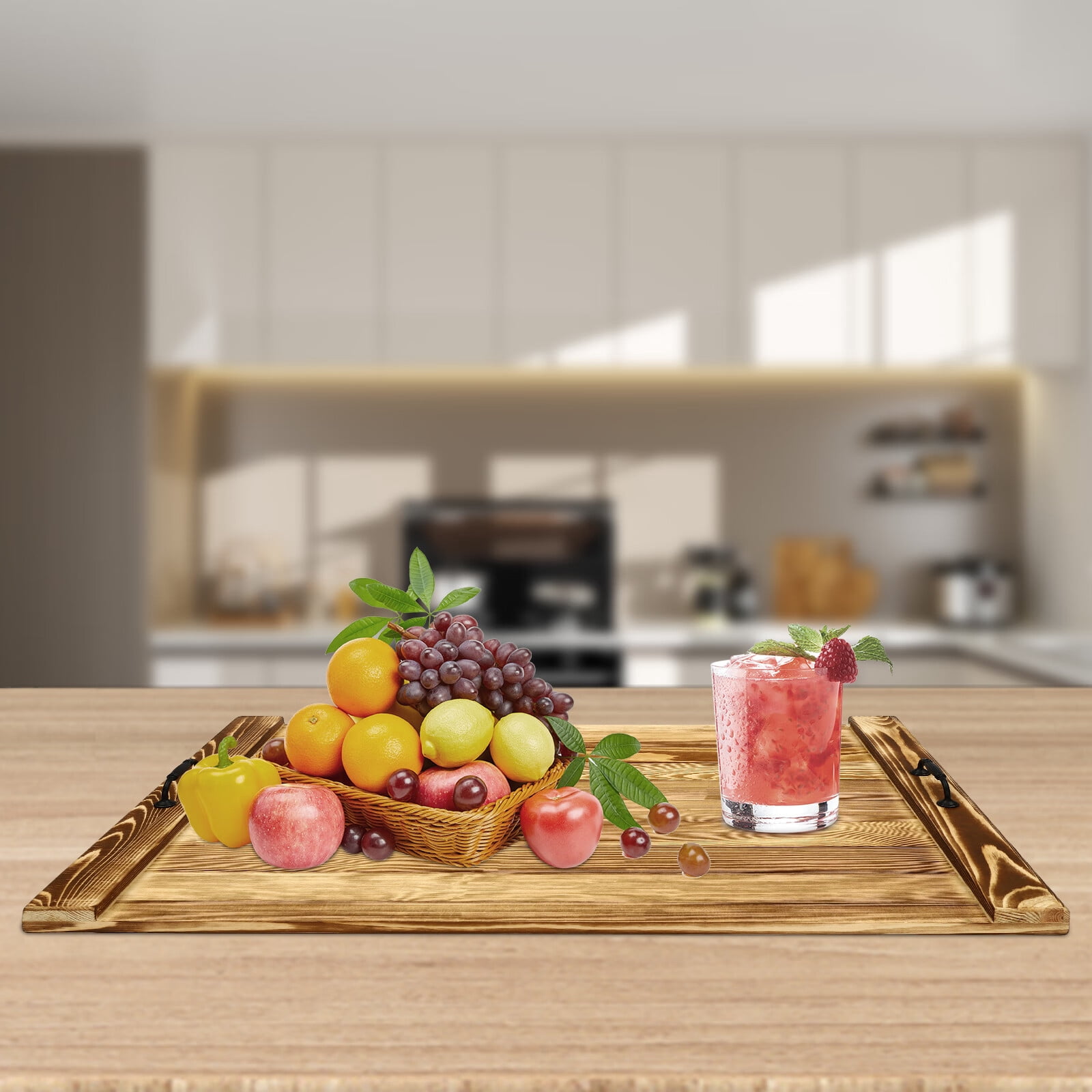 Loyalheartdy Noodle Board Wood Stove Cover Top Cover Multifunctional Chopping Board Serving Tray with 2 Handles for Electric Gas Stove Top 30 x 22 In