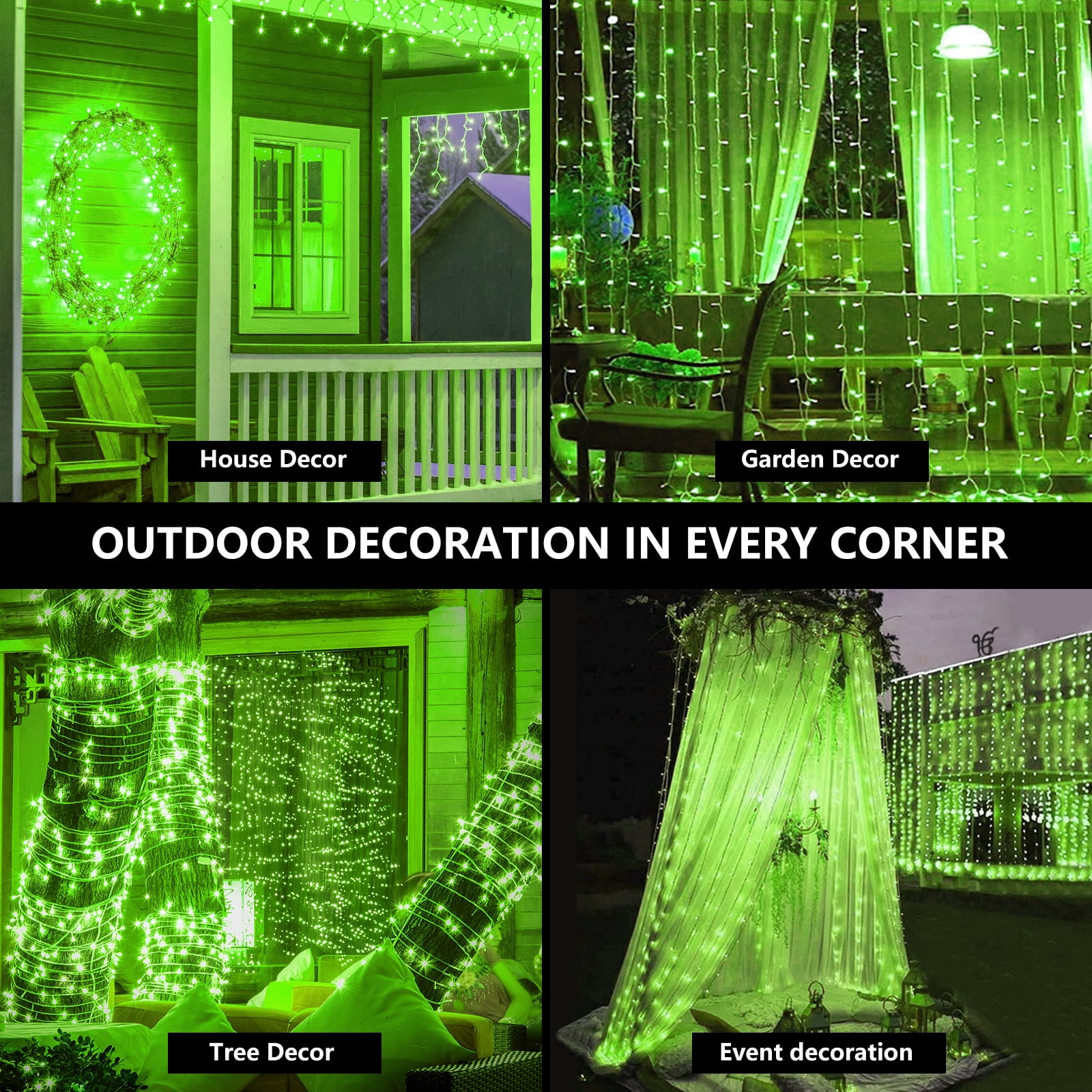 Beatineon Christmas String Lights, 72FT 220LED Indoor Outdoor Lights with 8 Functions & Timer, Connectable Transparent Wire for Holiday Home Decor,Green