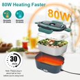 thumbnail image 2 of Electric Lunch Box Food Heater, 80W Portable Warmer for Car Truck Work with 304 Stainless Steel Container, 12V/24V/110V Green Heated Lunch Box Suitab, 2 of 8