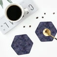 thumbnail image 5 of Pofeuu Watercolor Indigo Print Leather Coasters Set of 6, Round Cups Mugs Mat Pad for Home Kitchen Heat Resistant Drink Coasters,Hexagon, 5 of 7