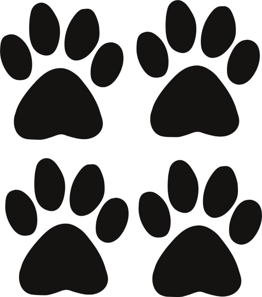 Design With Vinyl Artwork Set Of 4 Dog Paws Prints Wall Decal for Family Animal Prints Feisty