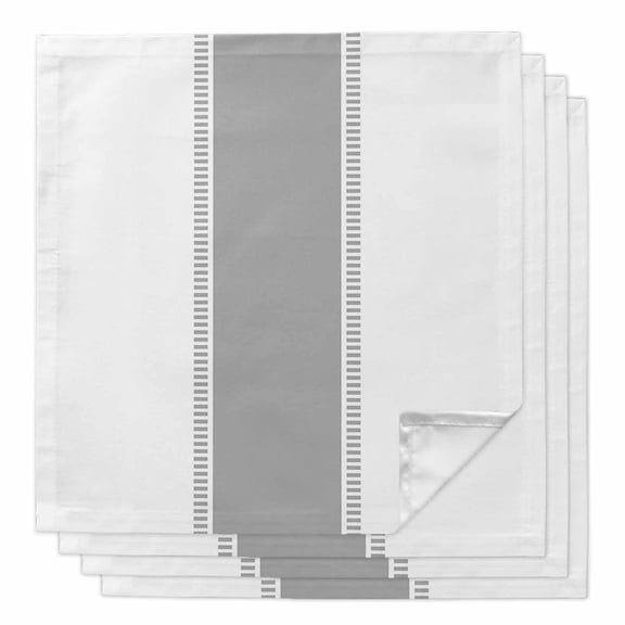Boanket Gray Solid Color Texture Cloth Napkins Set of 4, Holiday Napkins for Baby Shower, Simple Grey Stripes Washable Reusable Dinner Napkins for Cocktail Wedding Party, 20 x 20 Inch
