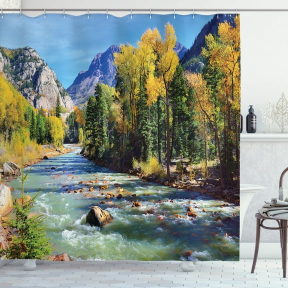 Ambesonne Landscape Shower Curtain, Mountains of Colorado, 69"Wx70"L, Multicolor