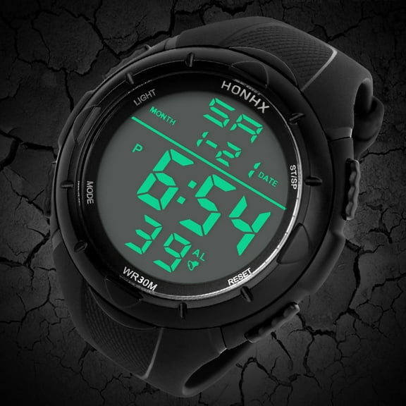 Jacenvly 2024 New Watches For Women Fashion Men'S Led Digital Alarm Sport Watch Silicone Military Quartz Wristwatch Gifts For Her Black