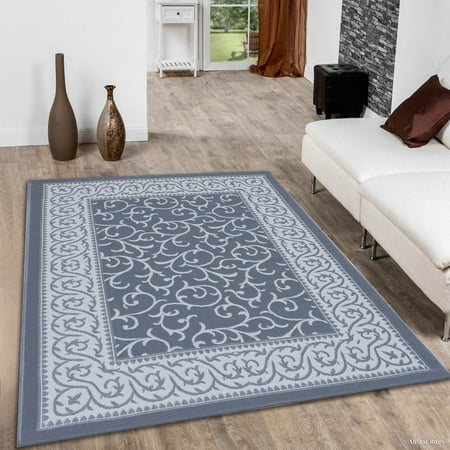 Grey Outdoor Rug Grey Allstar Indoor Outdoor All Weather Rug with Floral Pattern Design (4' 11