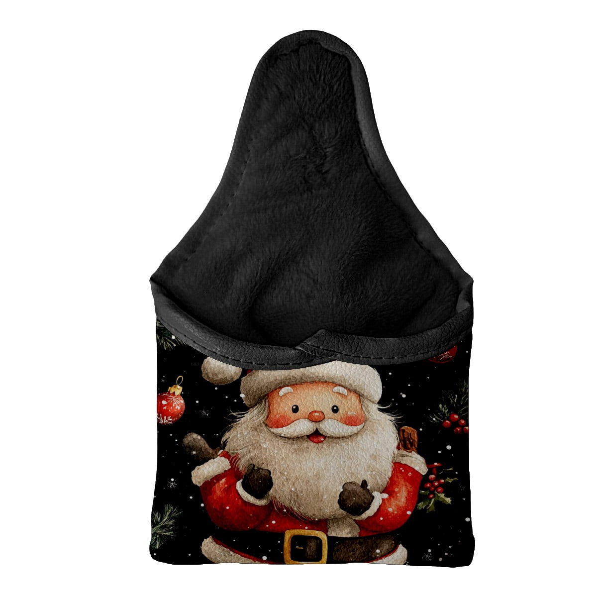 Golf Mallet Putter Cover Premium Leather Golf Putter Head Cover with Magnetic Closure Golf Cover for Men and Women Cartoon Santa Claus