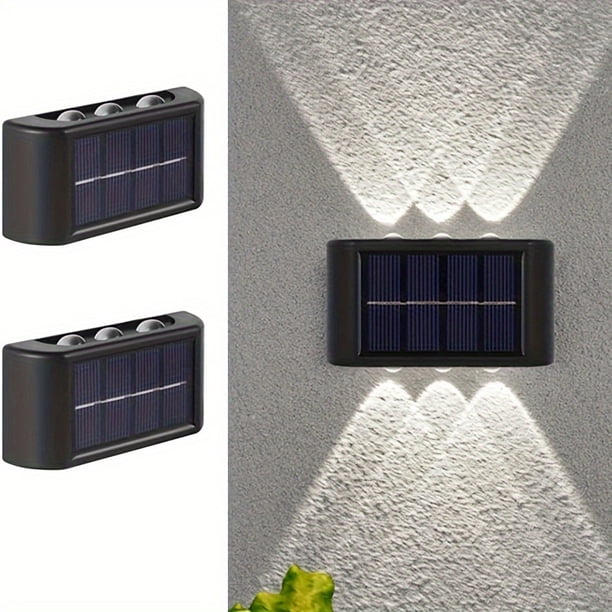 2 luces solares LED para exteriores, lámparas de luz solar para jardín, calles, paisajes, balcones, decoración, luces solares de pared fáciles de instalar para jardines, entradas y caminos