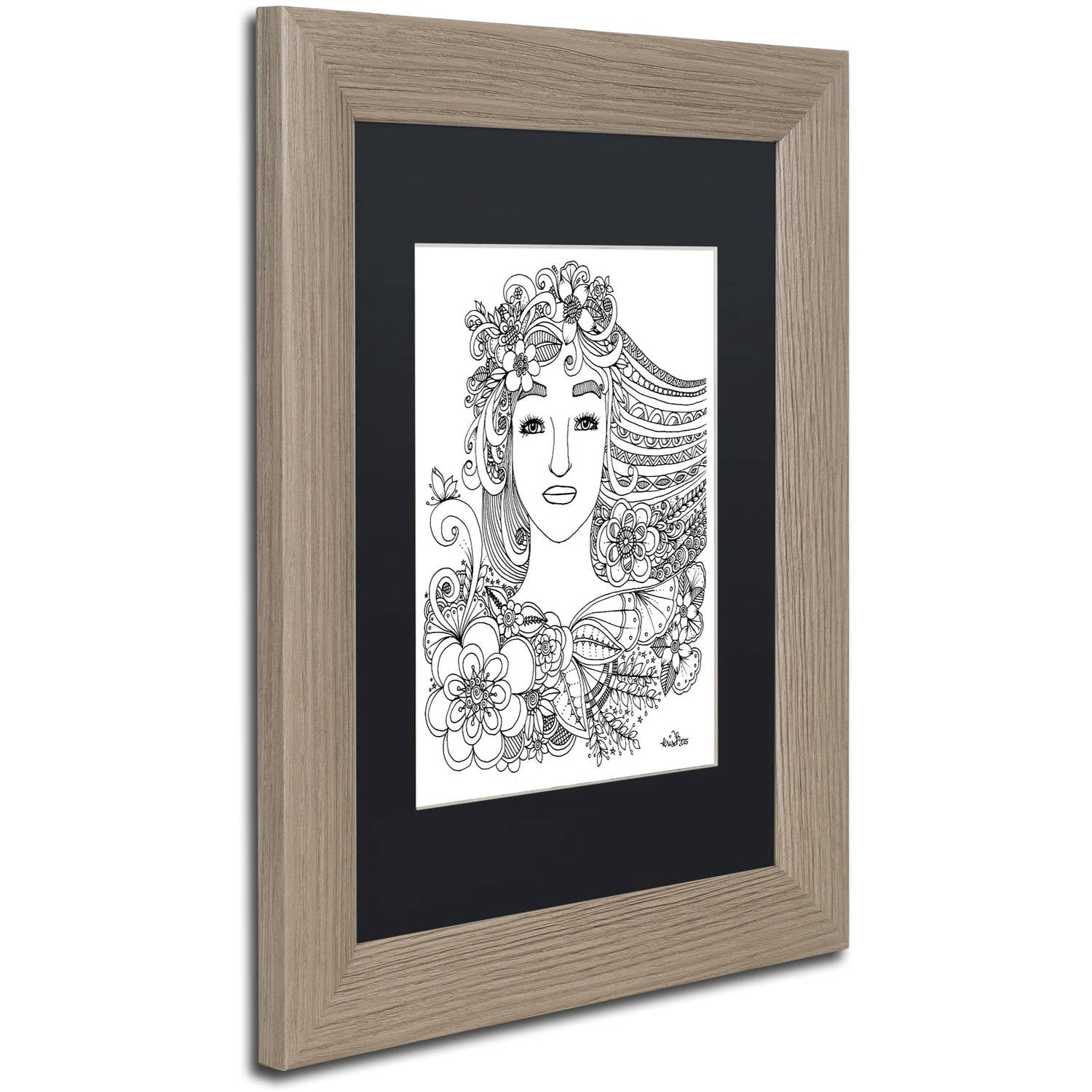 Trademark Fine Art "Woman 3" Canvas Art by KCDoodleArt Black Matte, Birch Frame