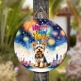 thumbnail image 4 of Happy New Year with Yorkshire Terrier Fireworks Holiday Xmas Winter 2025 Round Wood Sign Yorkie Dog Lover Gifts Hanging Wall Home Decor - 00025, 4 of 5