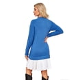 thumbnail image 2 of NAYTOAO Women's Crewneck Cable Knit Long Sleeve Sweater Dress with Pleated Hem Fall Winter Casual Pullover Mini Sweater Dress, 2 of 7