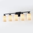 thumbnail image 2 of KAWOTI 35 in. 5-Light Black Vanity Light with Frosted Glass Shade, 2 of 11