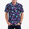 thumbnail image 1 of Balery purple Skull flower Camisa Polo de Hombre con Estampado, de Manga Corta y Tejido Medio, Camisa Tipo Golf Polo-X-Large, 1 of 6