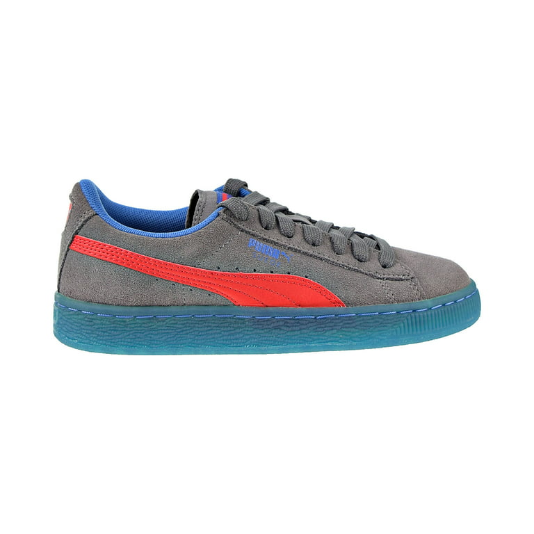 Puma Suede LFS Iced JR Big Kids\' Shoes Steel Gray-High Risk Red-Royal  363086-02