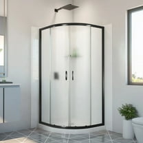 DreamLine Prime 36 in. x 36 in. x 78 3/4 in. H Shower Enclosure Base and White Wall Kit in Satin Black and Frosted Glass