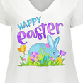 thumbnail image 4 of Inktastic Happy Easter Blue Bunny and Eggs in Grass Women's Plus Size V-Neck T-Shirt, 4 of 5