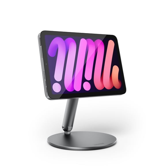 LULULOOK 360° Magnetic Stand for iPad mini 7 A17 Pro/Mini 6 8.3 inch (2024/2021), Aluminum Alloy Foldable Tablet Desk Stand with Rotating Base fo