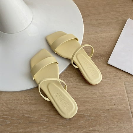 

Aueoeo Women s Slide Sandals Casual Summer Slip On Open Toe Sandal Squares Toe Flat Slippers