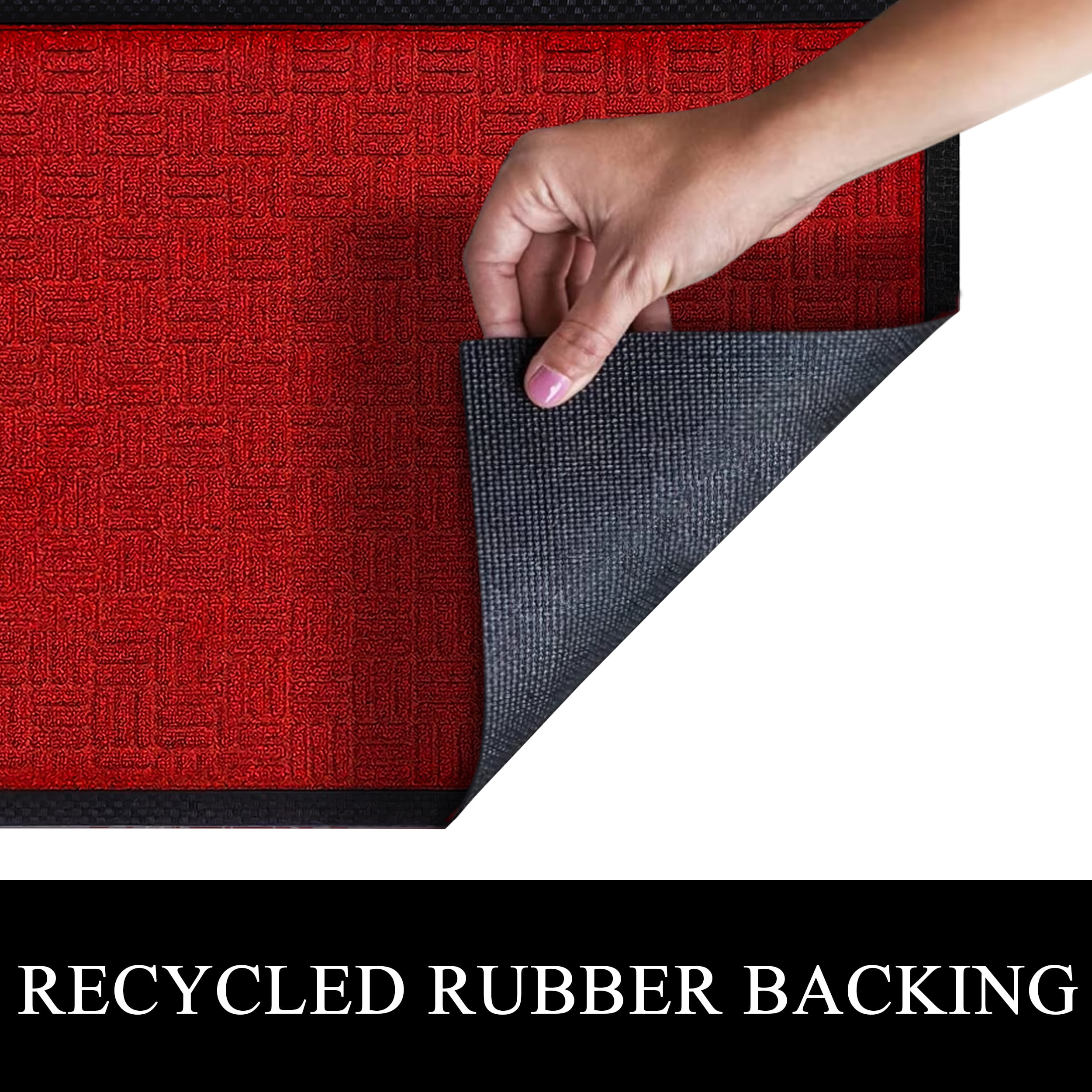 A1HC Indoor Outdoor Mat, Front and Back Entrance Welcome Mats, Front Door Patio Mats 47X71 Inches, Non-Slip Easy Clean Entrance Washable Large Size Doormats, Red Criss Cross