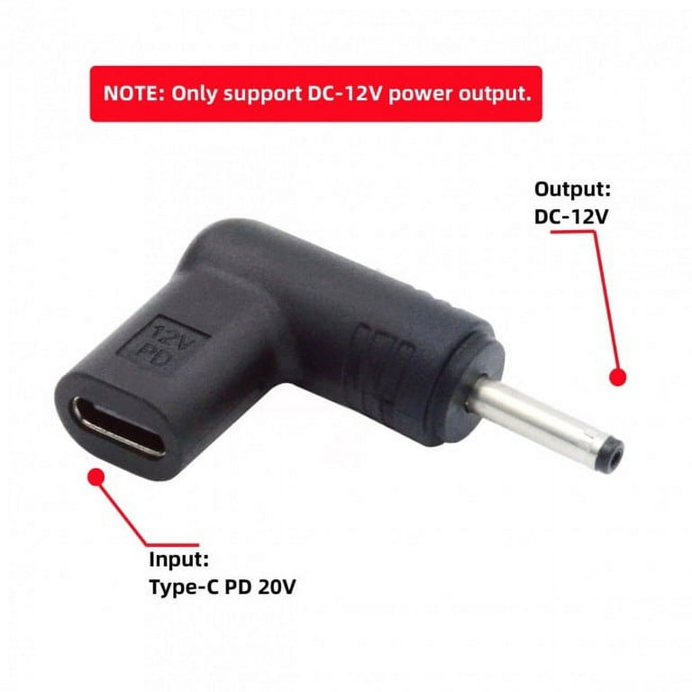 FVH USB 3.1 Type C USB-C Female to DC 12V 3.5x1.3mm Plug Adapter PD  Emulator Trigger 90 Degree Angled 