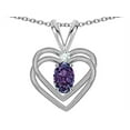 thumbnail image 2 of Star K� Oval 5x3mm Simulated Alexandrite Knotted Double Heart Pendant Necklace, 2 of 9