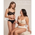 thumbnail image 5 of Exerin Women's Lace Bra Unlined Underwire Sheer Demi Balconette Bras(34C,Black), 5 of 6