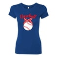 thumbnail image 2 of Wild Bobby, Cute Baseball Mom Ribbon Gift, Mother's Day, Women Slim Fit Junior Tee, Royal, Medium, 2 of 3