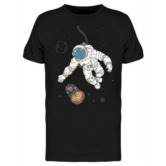 Astronaut In Space Rose T-Shirt Men -Image by Shutterstock, Male XX-Large