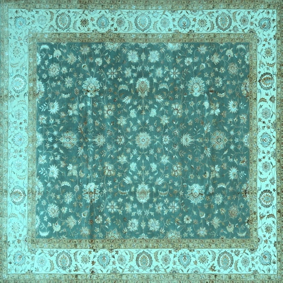 Ahgly Company Indoor Square Persian Light Blue Traditional Area Rugs, 5' Square