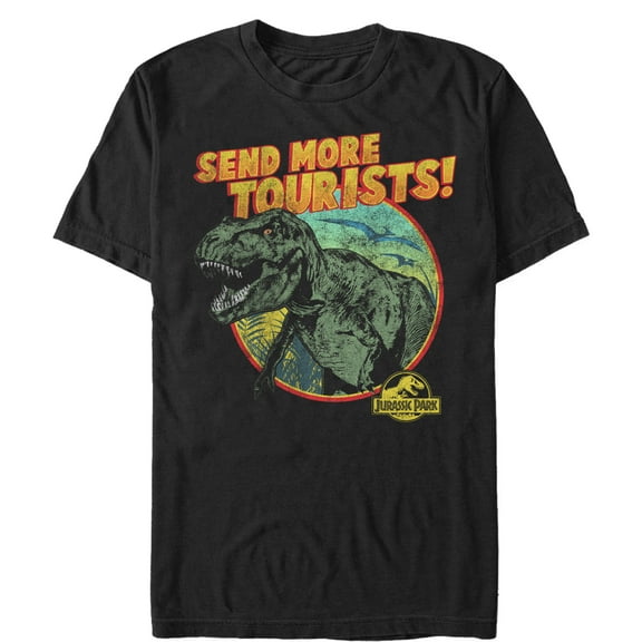 Men's Jurassic Park Vintage Send More Tourists  Graphic Tee Black Small