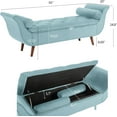 thumbnail image 2 of Storage Bench for Bedroom End of Bed, Velvet Upholstered Rolled Armed Button Tufted Sofa Stool Bench, Storage Ottoman Couch Long Bench with Solid Wood Legs (Blue), 2 of 15