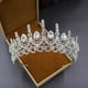 thumbnail image 4 of Zhuge Tiara de boda para novia, diadema de princesa, corona de novia, joyería para el cabello con diamantes de imitación de cristal, decoración para novia, cumpleaños, graduación, boda (plateada), 4 of 5