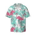 thumbnail image 3 of Goofa Flamingo Printed Men's Casual Short-sleeved Shirt,Lightweight Breathable Button-down,Summer Casual men's top,Versatile Fashion shirt-Small, 3 of 7
